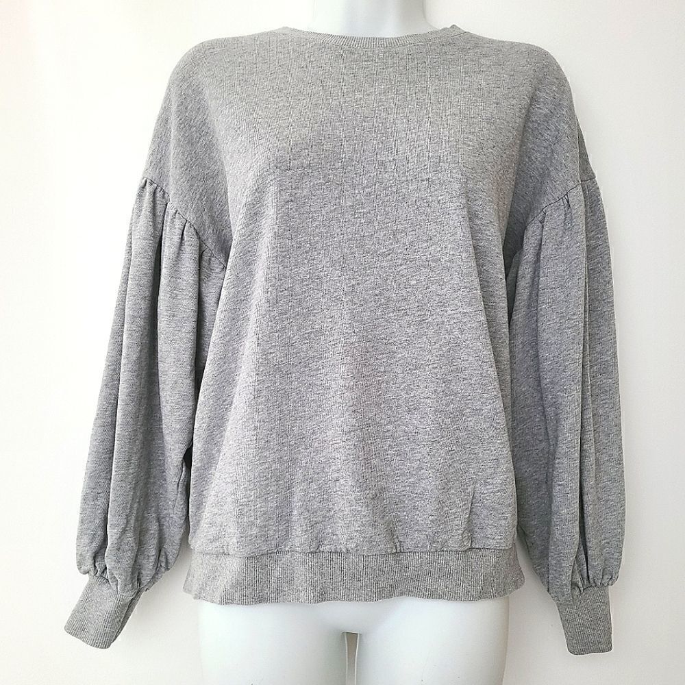 Fate by LFD Grey Cotton Balloon Sleeve Sweatshirt S